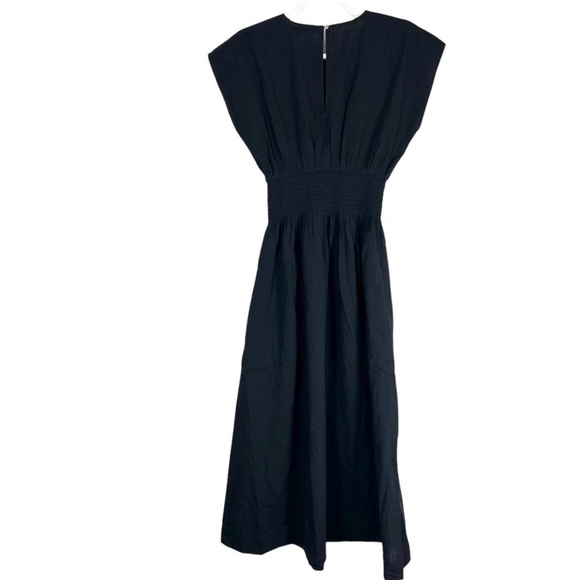 Madewell Black Midi Dress with Smocked Waist - Picture 8 of 13